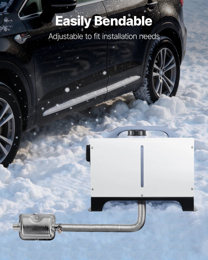 Tubo Flessibile di Scarico per Riscaldatore Diesel in Acciaio Inox 119 cm Φ25 mm con 2 Fascette Stringitubo per 2 kW 5 kW 8 kW