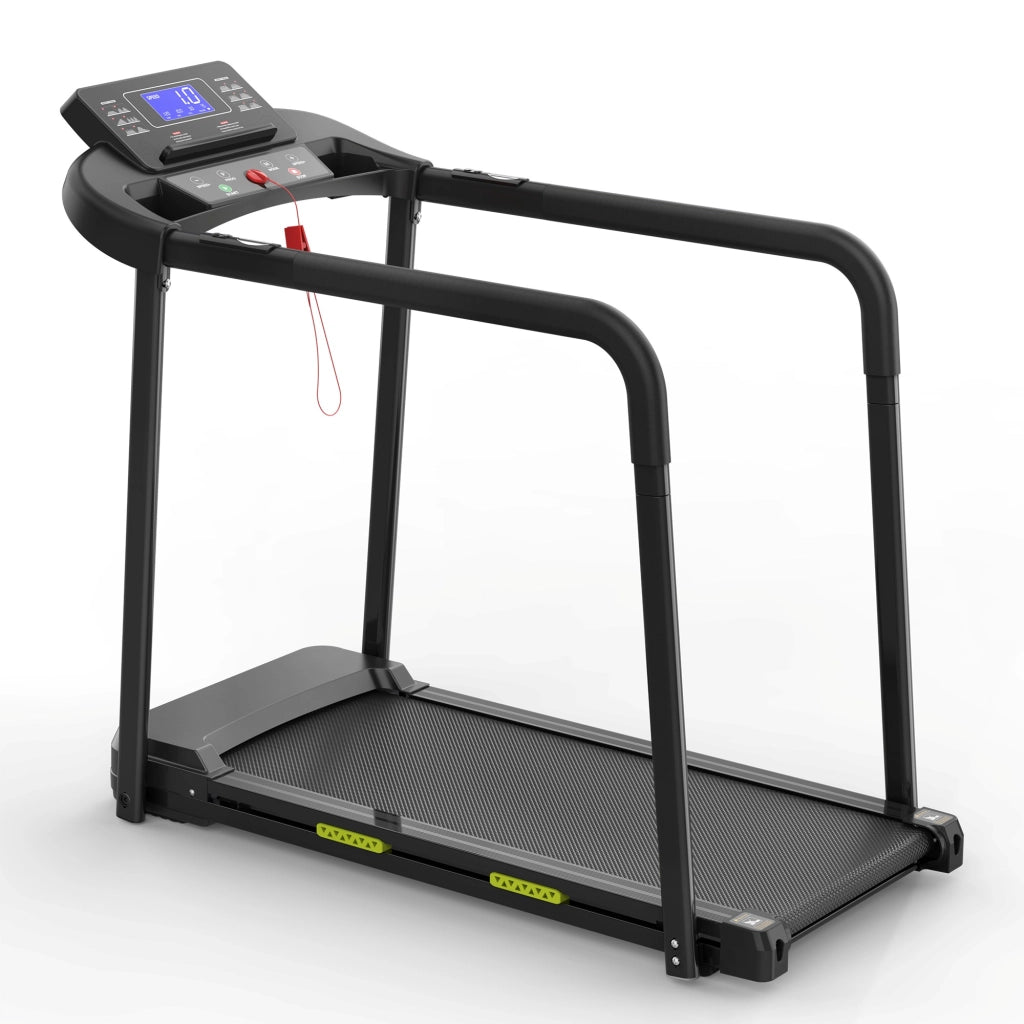 Tapis roulant per anziani, display a LED, maniglie allungate, carico massimo 135 kg, colore nero