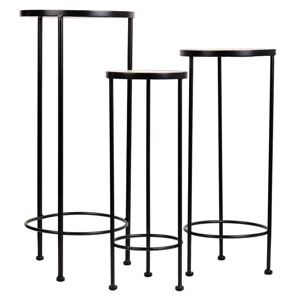 Set di 3 supporti in mosaico Verde scuro e metallo