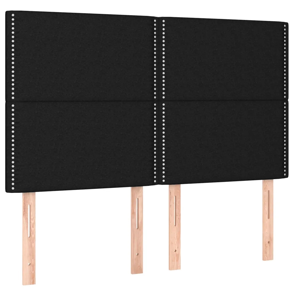 Testiera | Testata Nera 144x5x118/128 cm Tessuto