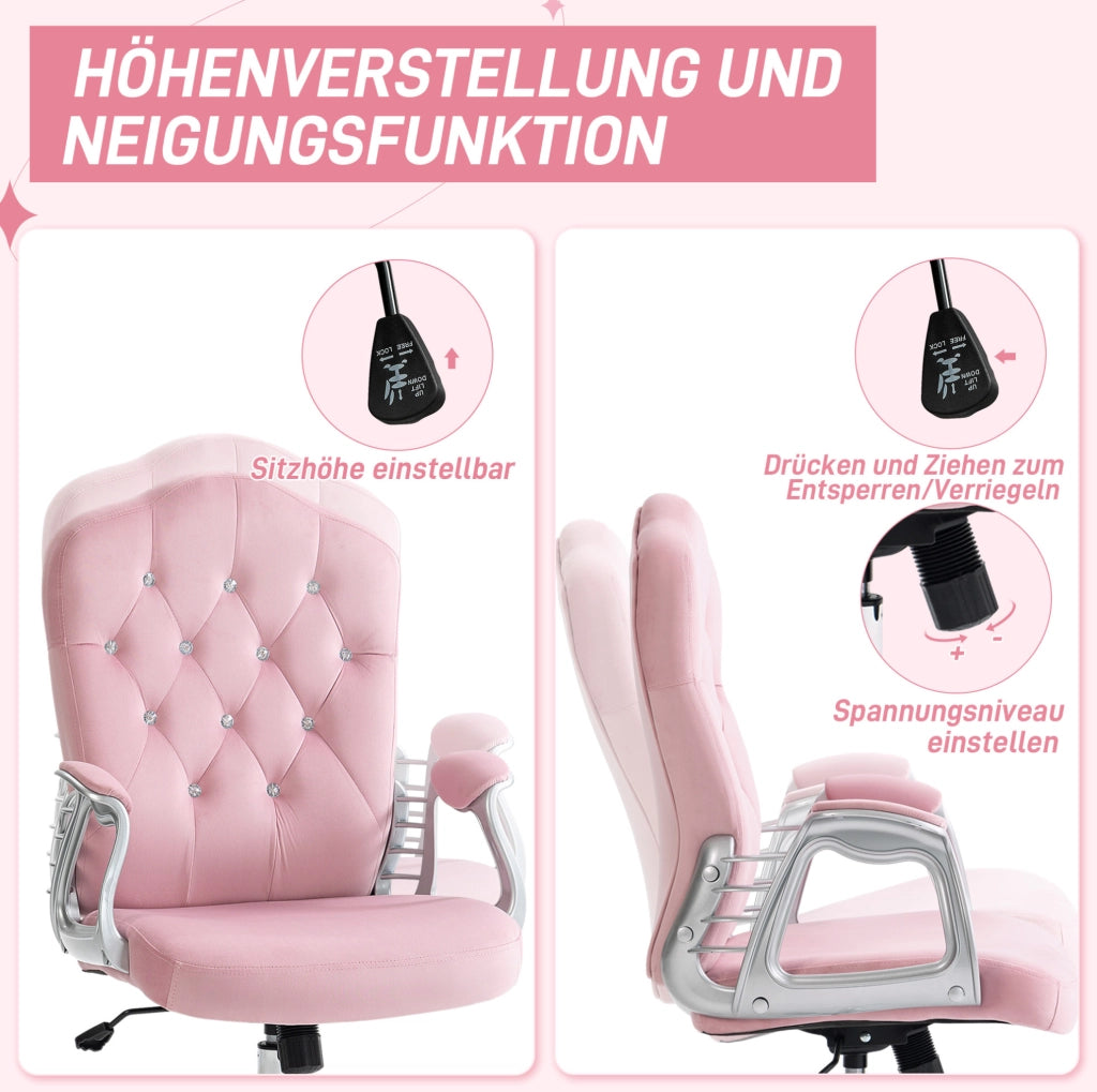 Sedia da ufficio rosa con funzione oscillante