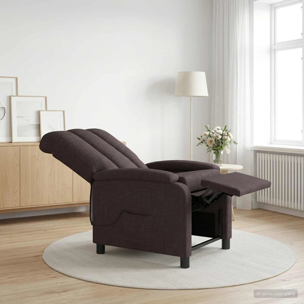 Poltrona Massaggiante Marrone Scuro Tessuto 42034973
