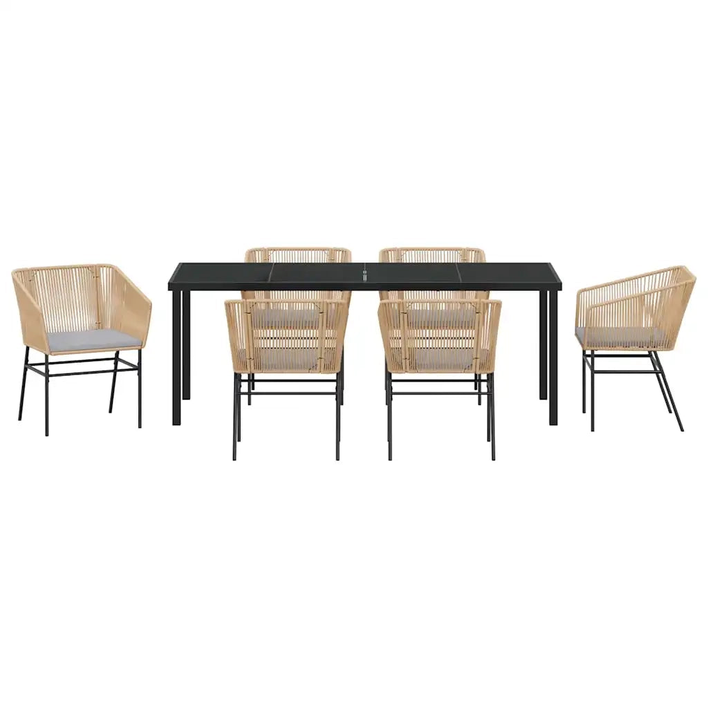 Set da Pranzo per Giardino con cuscino 7 pcs Marrone 3380930