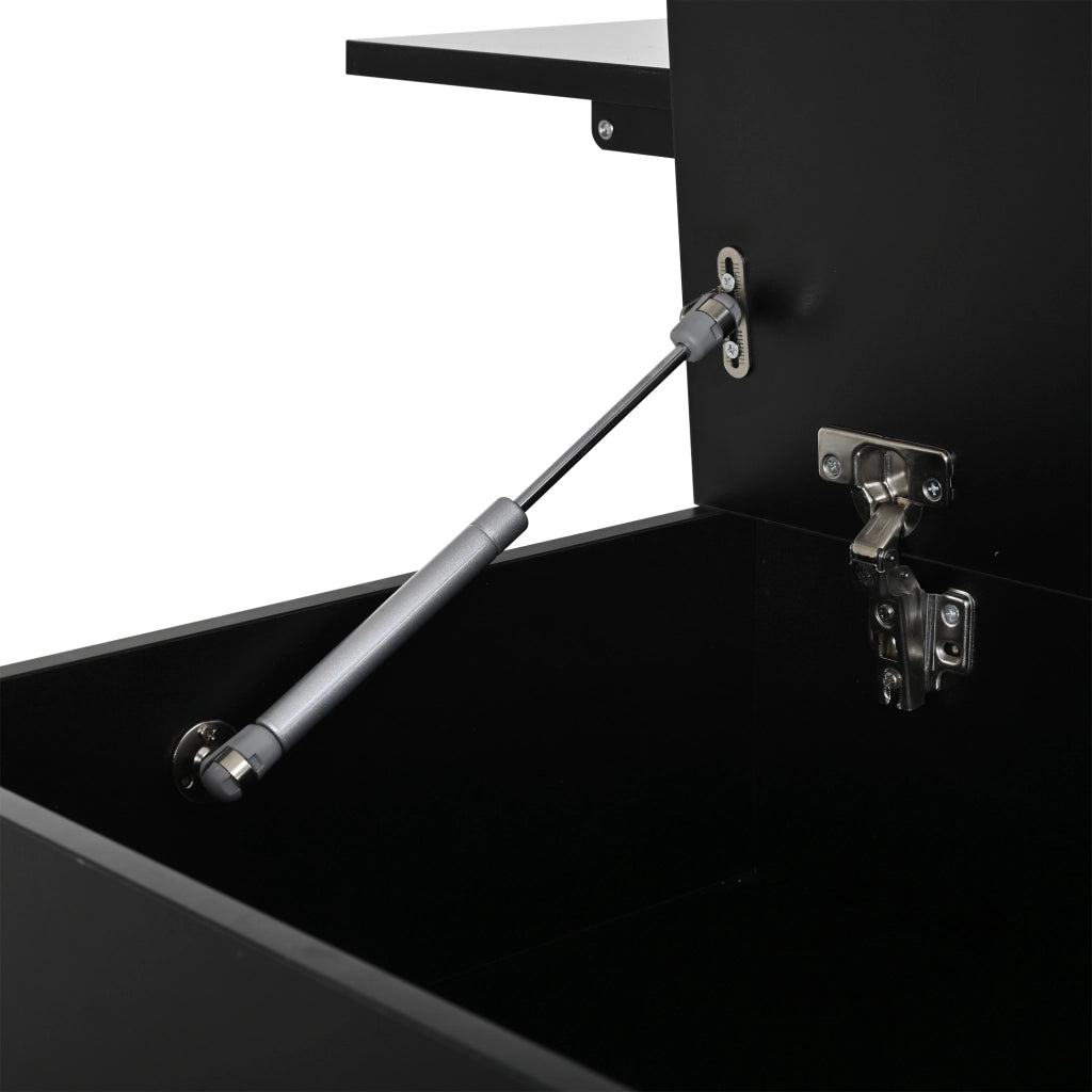 Tavolino da salotto sollevabile nero lucido con luci led 100x45x43 cm