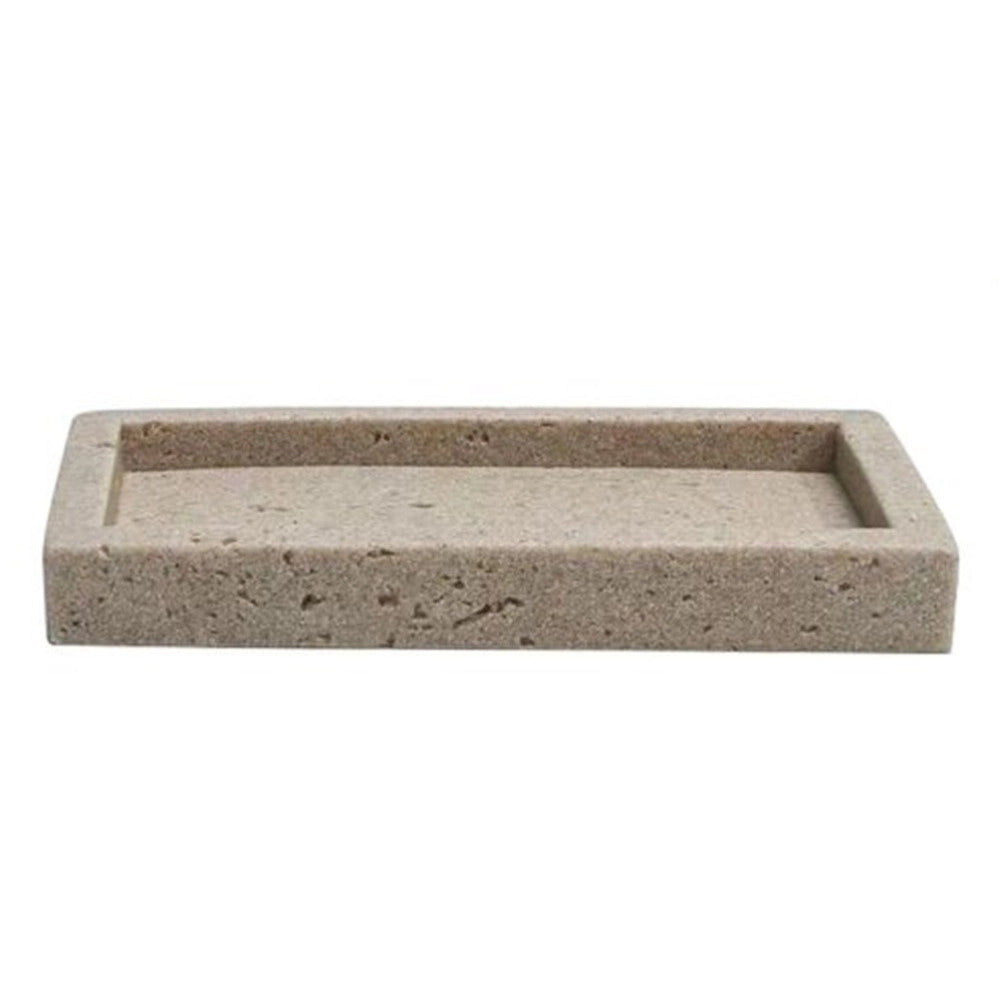 Trade Shop - Piatto Porta Sapone Saponetta Pietra Cemento Naturale Accessorio Arredo Da Bagno 87825 -