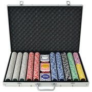 Set da Poker con 1000 Chips Laser Alluminio 80185