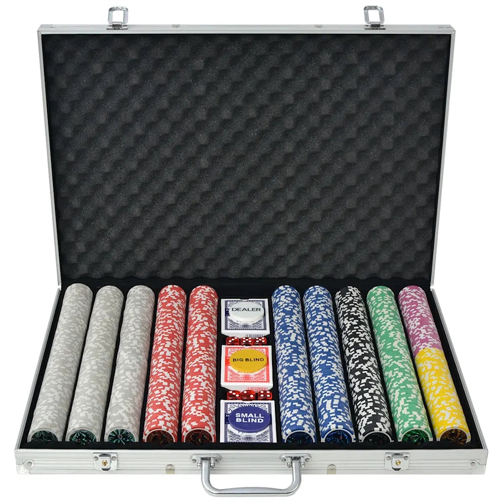 Set da Poker con 1000 Chips Laser Alluminio 80185