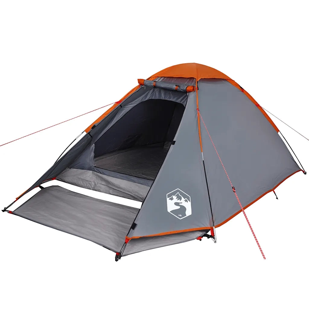 Tenda da Campeggio a Cupola 2 Persone-Tenda per Escursionismo Grigio e Arancione 938690