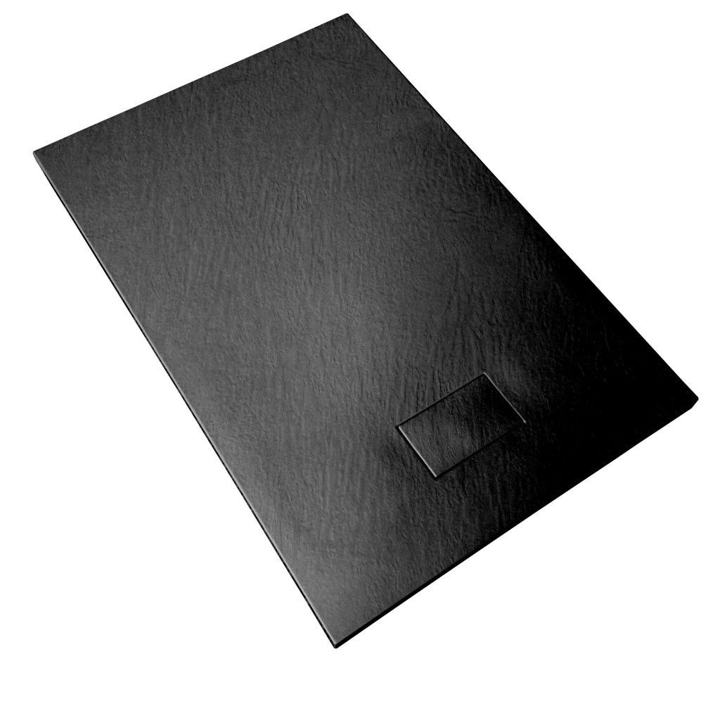 Piatto Doccia In SMC Vetroresina Effetto Pietra H 2,6 Cm Con Piletta Di Scarico Inclusa 80-120 Nero