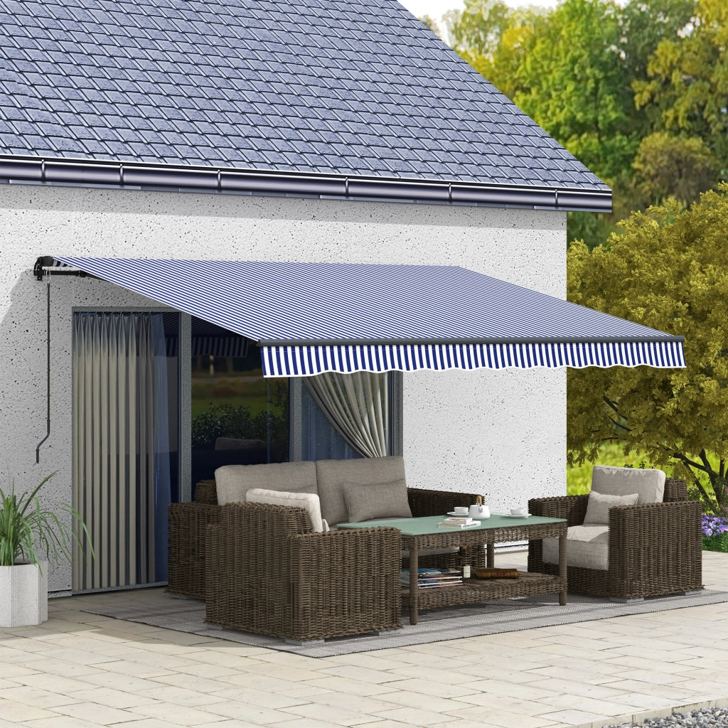 Tenda da sole per terrazza ¨C Zephmum ¨C Blu e bianco 400x300 cm