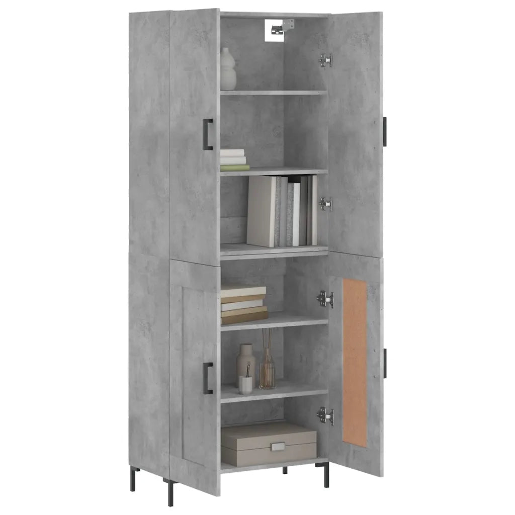 Credenza-Buffet-Armadio da cucina Grigio Cemento 69,5x34x180 cm in Legno Multistrato 257554