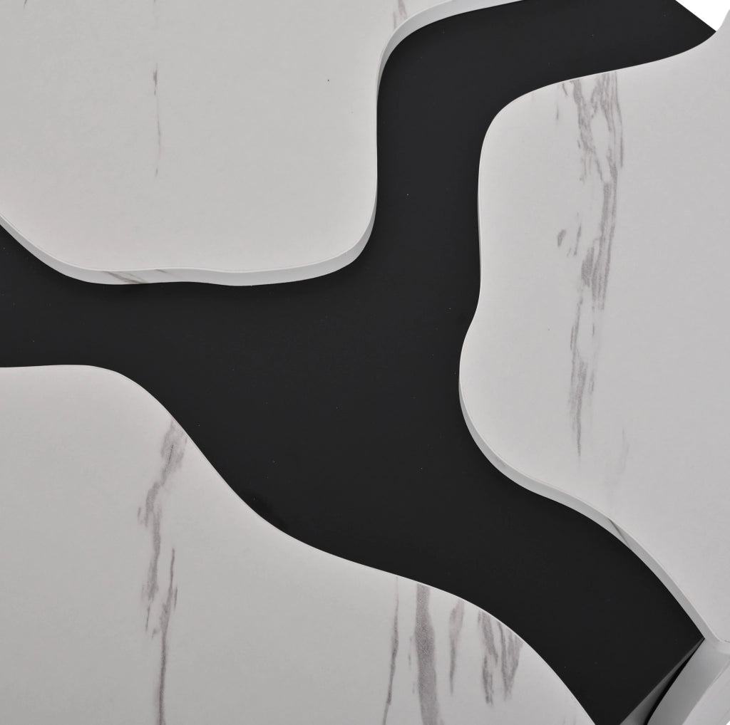 Tavolino da salotto 70x70x31 cm con cassetto in truciolare bianco effetto marmo HOMVRA