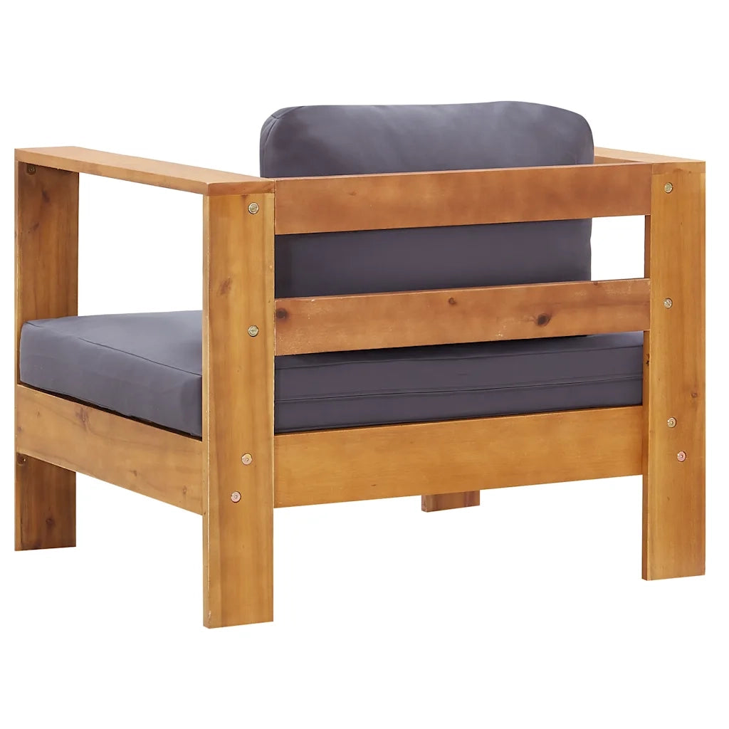 Sedia da Giardino con Cuscino Grigio Scuro in Legno di Acacia 47275