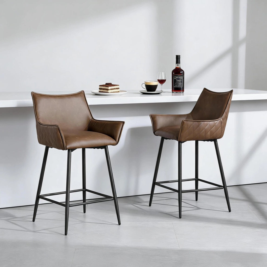 Sgabello da bar vintage ergonomico con braccioli, set da 2