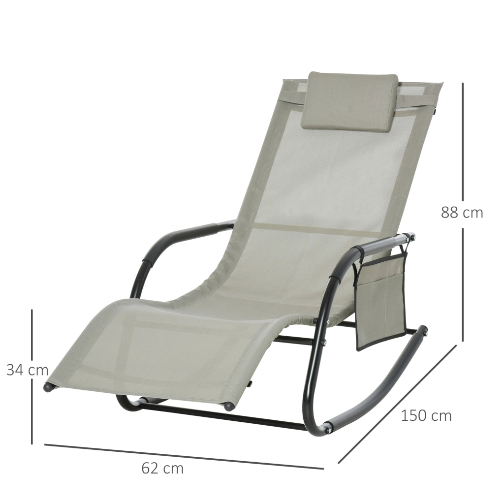 Poltrona a Dondolo da Giardino ¨C zephmum ¨C Nero, Grigio, 150x62x88 cm