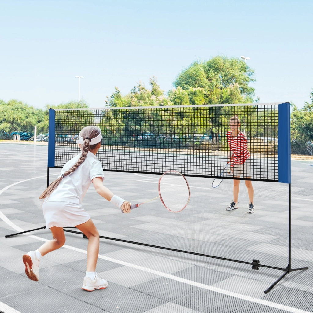 Set di racchette da badminton con 2 volani tappi per piedi, Set di rete da badminton regolabile 310x102x89-155cm