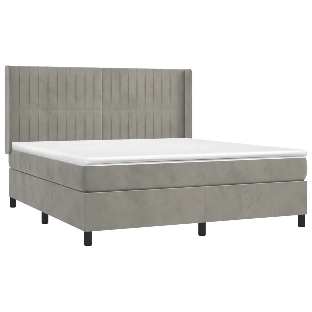 Giroletto a Molle con Materasso Grigio Chiaro 180x200cm Velluto 3132813