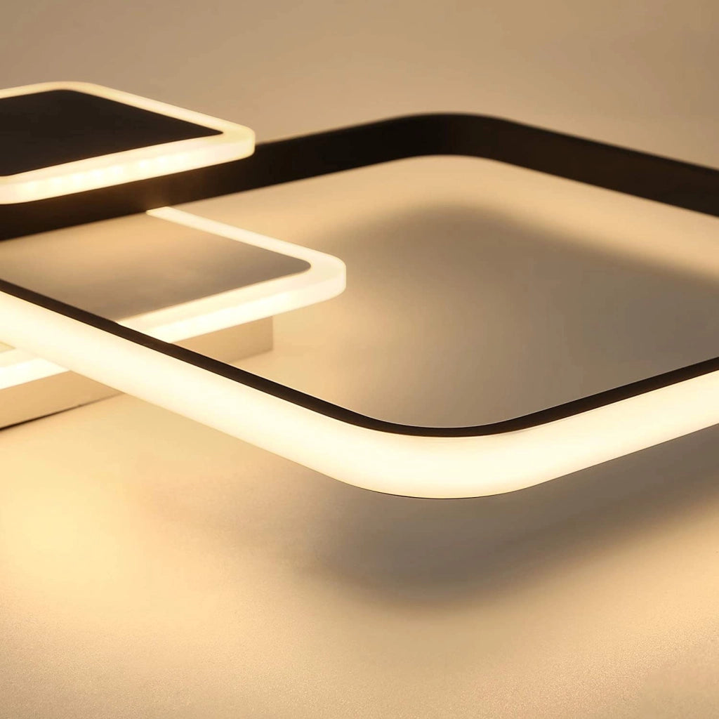ZMH Lampada da soffitto LED moderna quadrata nera telecomando per ufficio corridoio