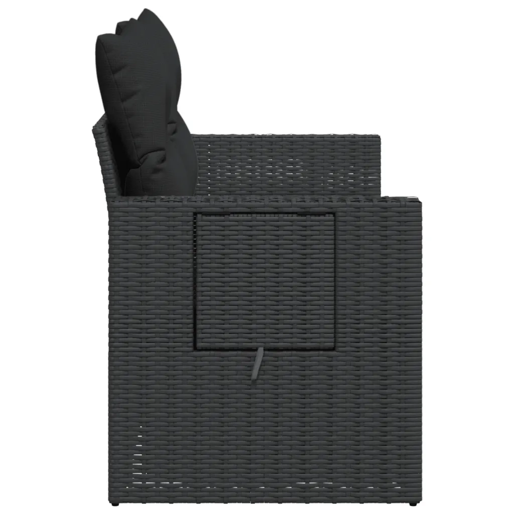 Divano da Giardino con Cuscini a 2 Posti Nero in Polyrattan 365972