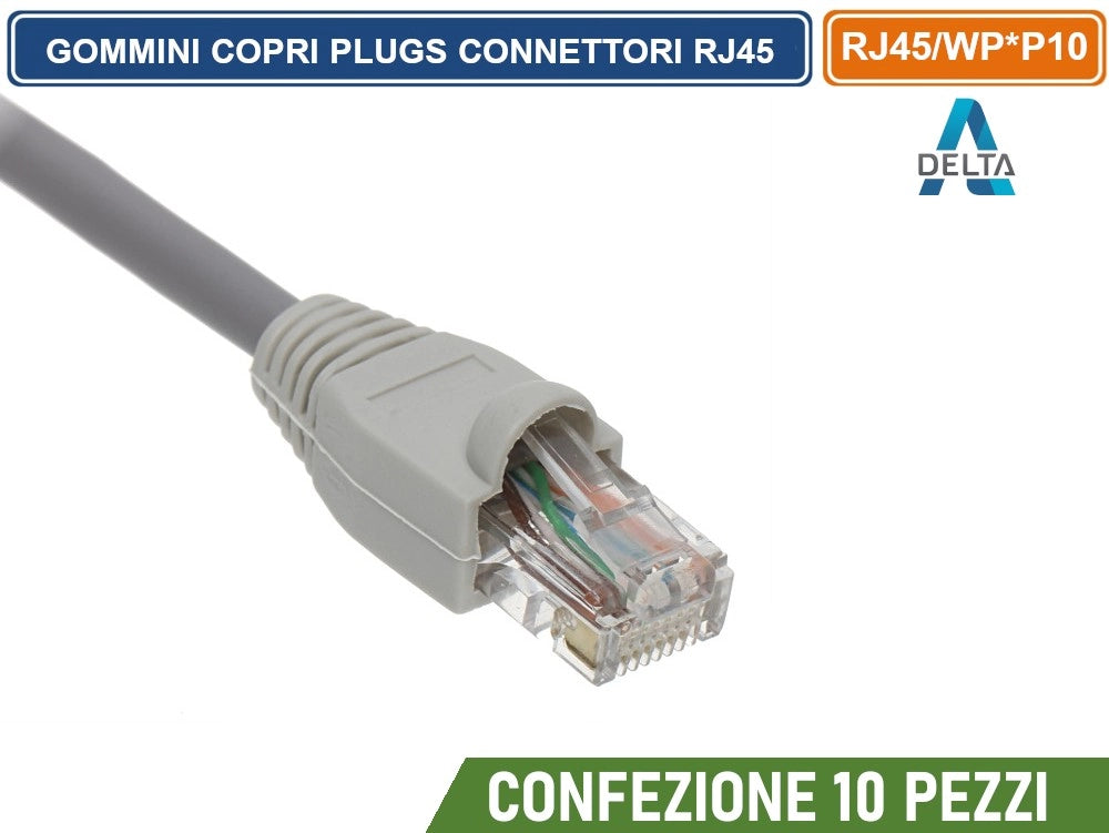 CONFEZIONE 10 PEZZI GOMMINI COPRI PLUGS CONNETTORI RJ-45 COLORE GRIGIO