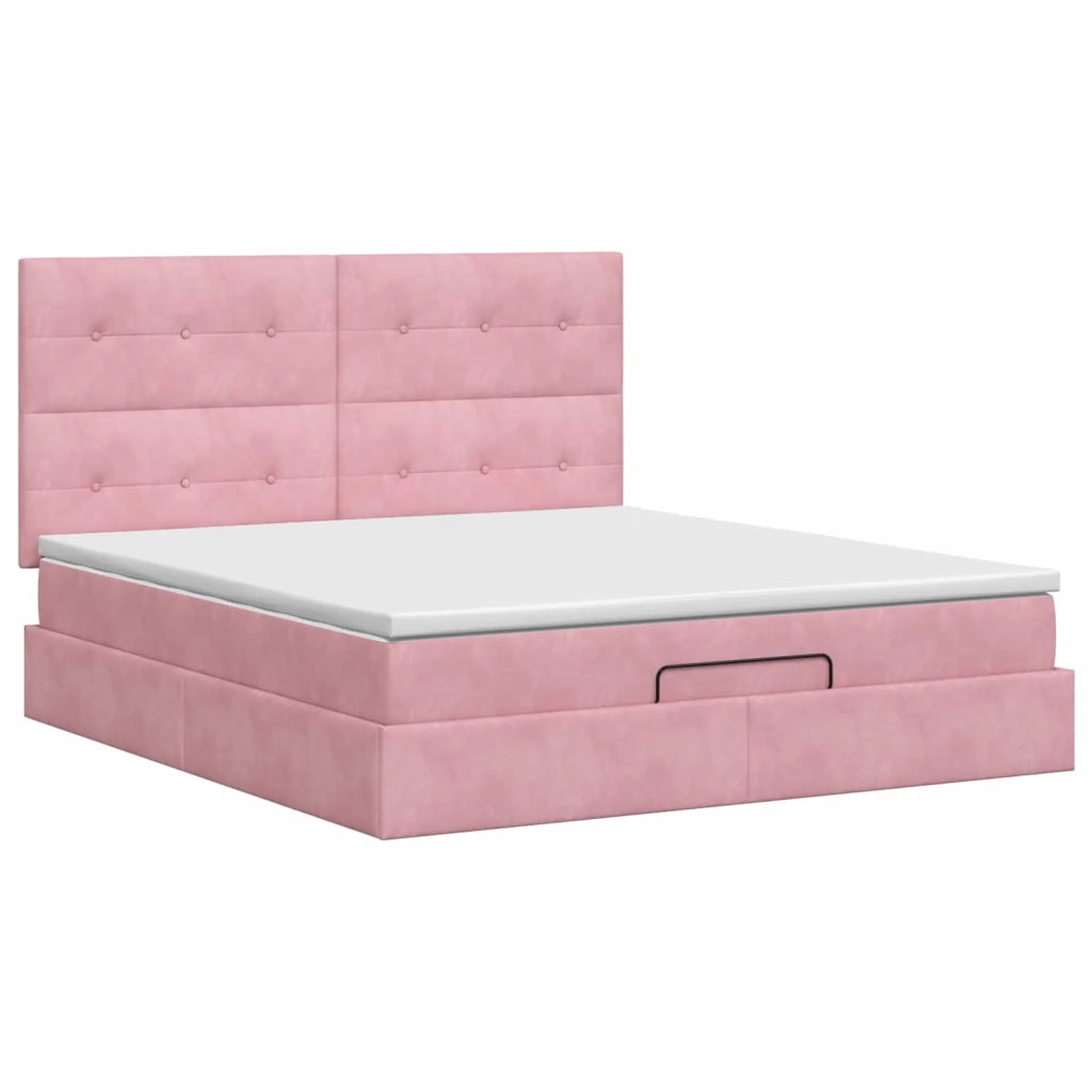 Letto ottomano con materasso Rosa 140 x 190 cm Velluto 3457724