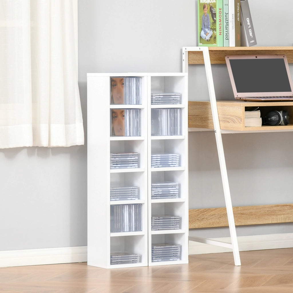 Armadio per CD e DVD con 12 compartimenti ¨C Minimal ¨C 21x19x88 cm bianco