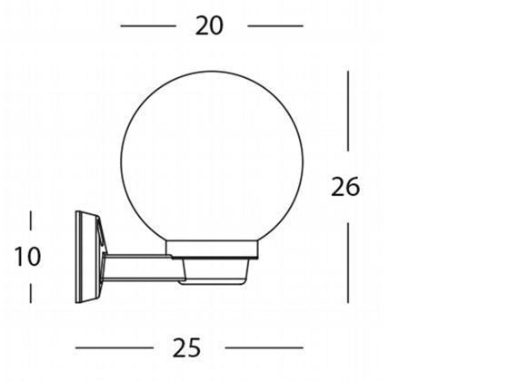 Applique Sf.Chiara D.20 E27 linea globo nero