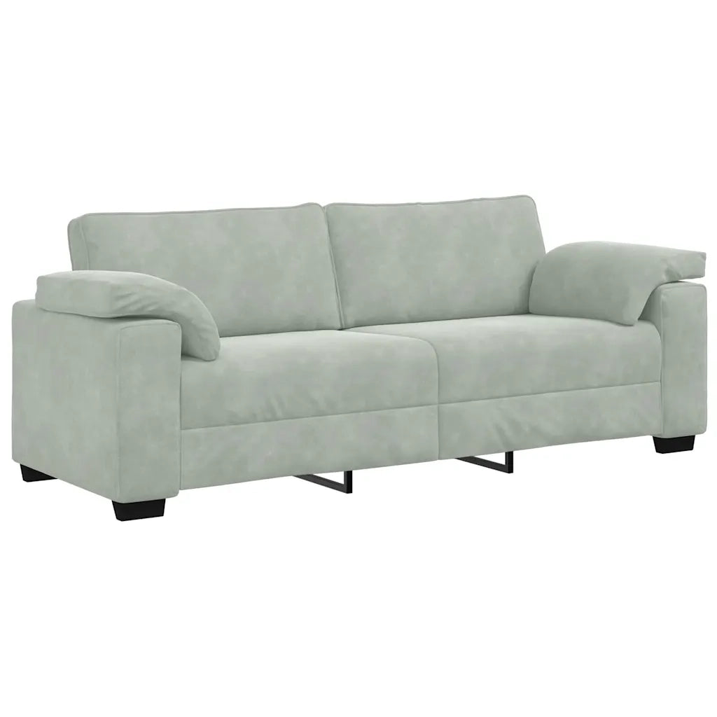 Divano a 3 Posti-Sofa 3 Posti Grigio Chiaro 178 cm in Velluto