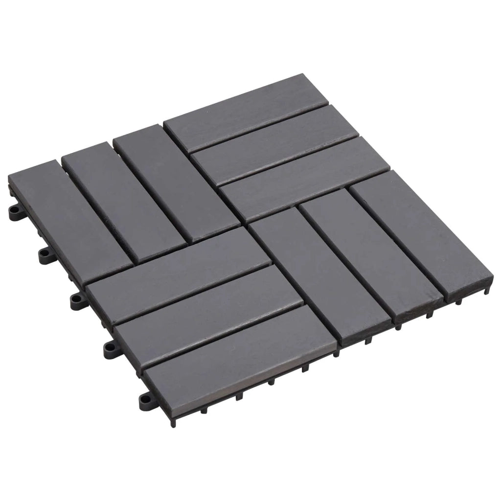 Piastrella per Decking 10 pz Grigio 30 x 30 cm Legno di Acacia CFW1763615