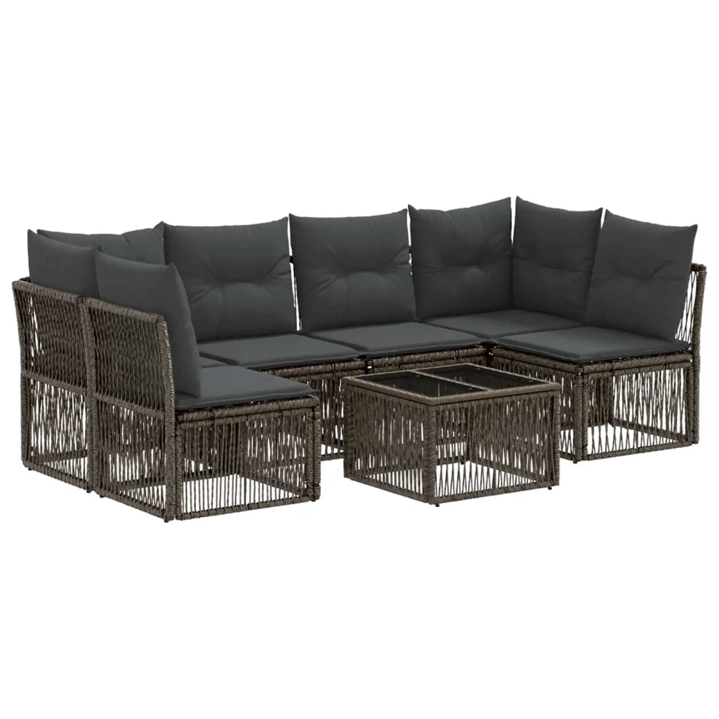 Set Divano da Giardino 7 pz Grigio polyrattan 3434162