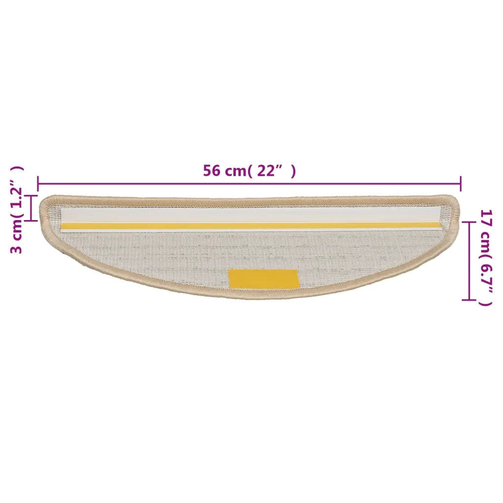 Tappetini per scale 10 pz | Gradini per Scale 56x17x3 cm Crema Semicircolari