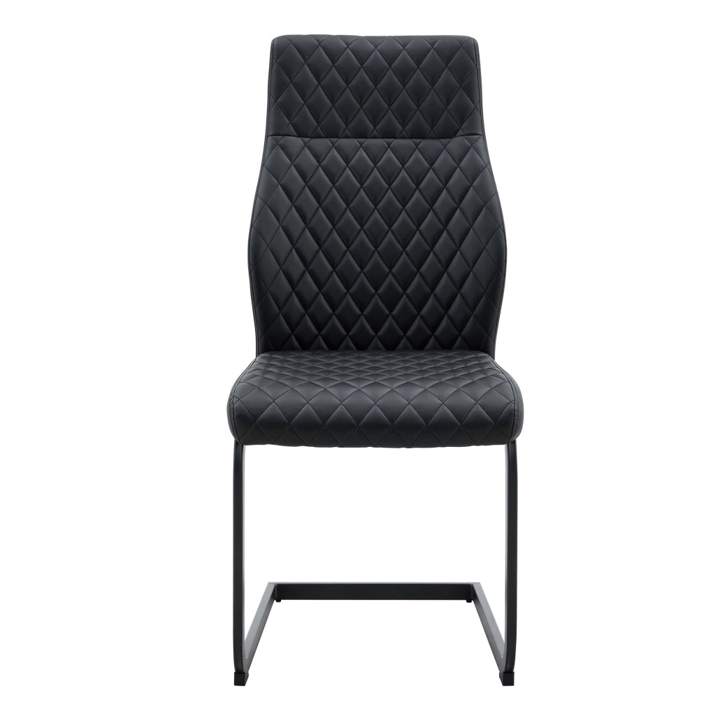 Set tavolo rotondo 85 cm in vetro trasparente, 4 sedie PU nere