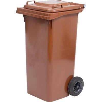 BIDONE QUADRO NETTEZZA URBANA CON RUOTE LT.120  cm.48x57x95h.  marrone    ICS