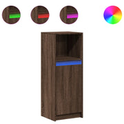Credenza | Madia | Buffet da pranzo | Armadio da pranzo con LED Rovere Marrone 38x34x100 cm Legno Multistrato