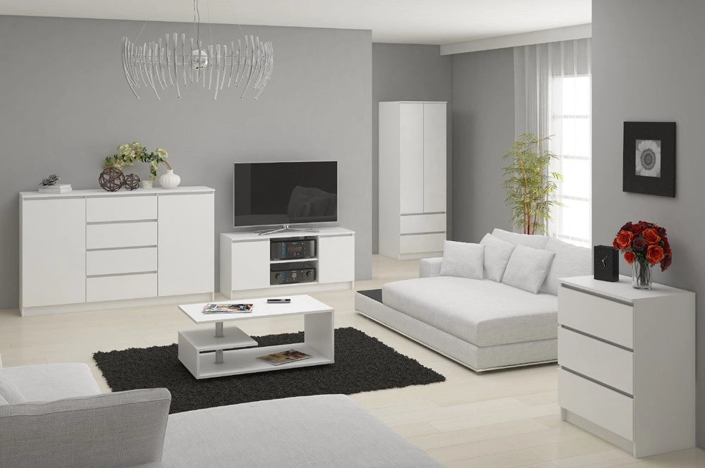 Cassettiera AKORD K140 Bianca 138 cm 6 cassetti 138x40x77 cm