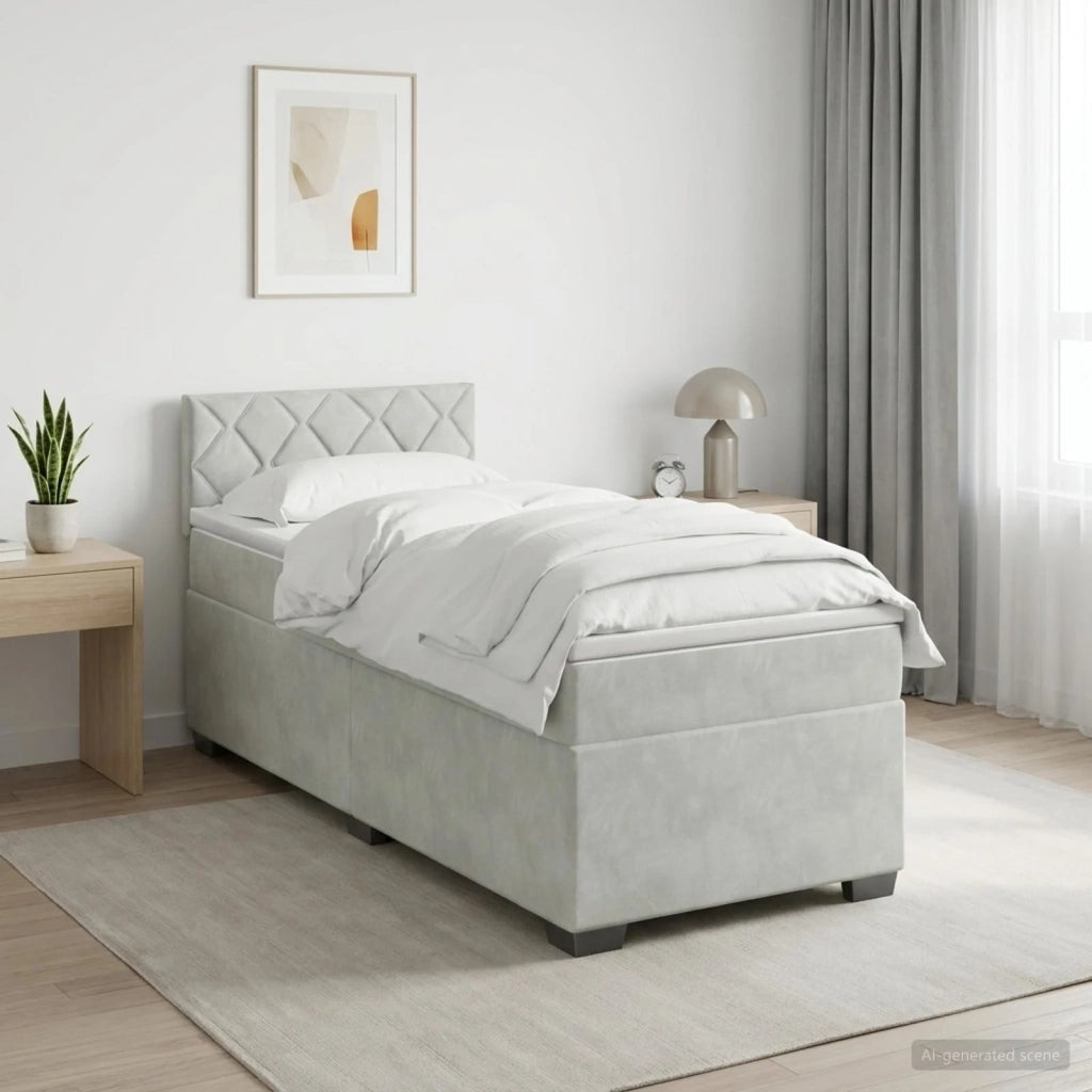 Letto con Box Spring, Materasso e LED Grigio Chiaro Velluto 3452126