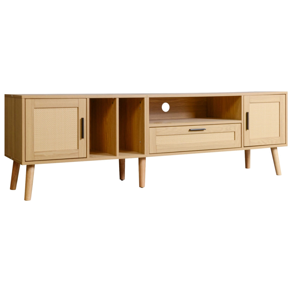 Mobile TV 180 cm color rovere con ante in rattan
