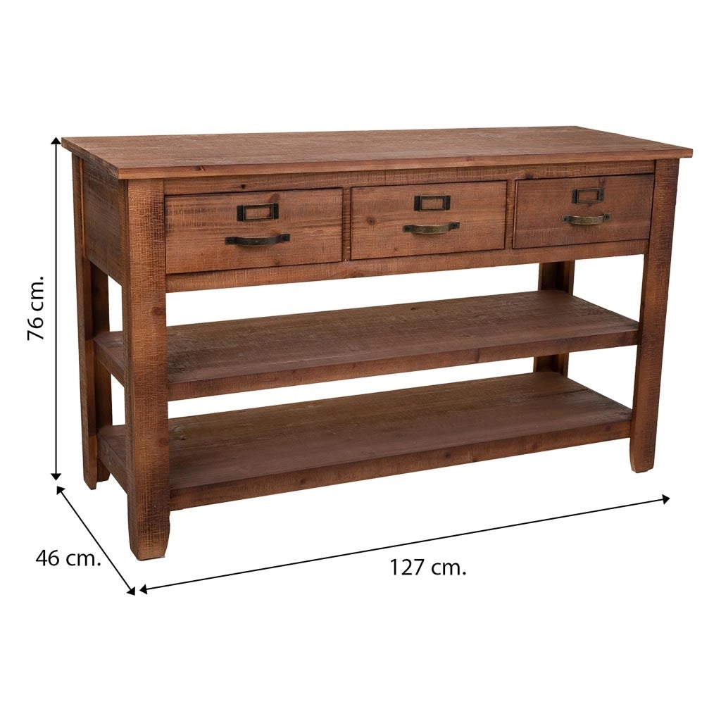 Mobile ingresso in legno marrone con ripiani, 127x46x76h cm