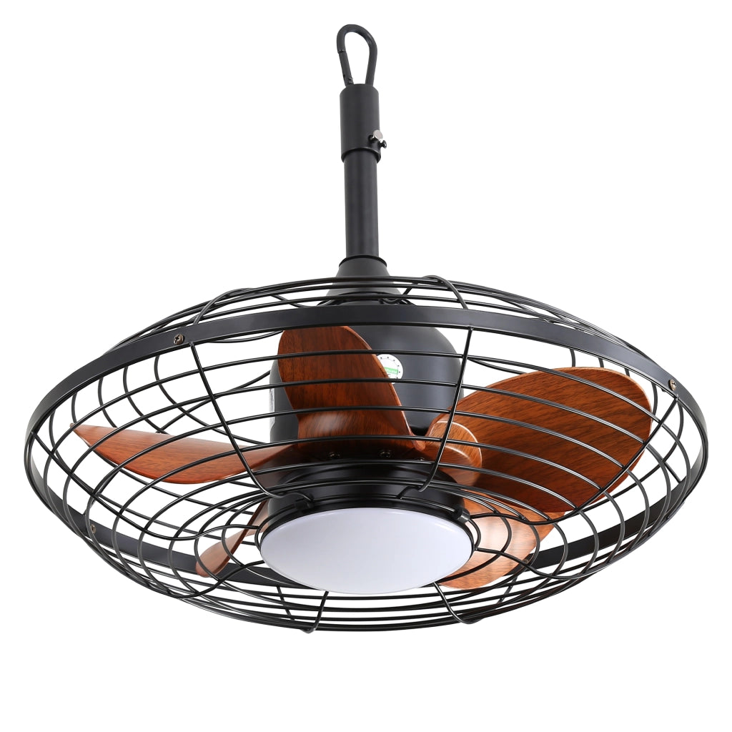 Ventilatore da soffitto con luce e telecomando; motore DC reversibile silenzioso; nero; per interni ed esterni