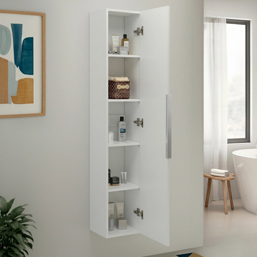 Colonna bagno sospesa 150 cm bianco opaco con anta soft close Elva