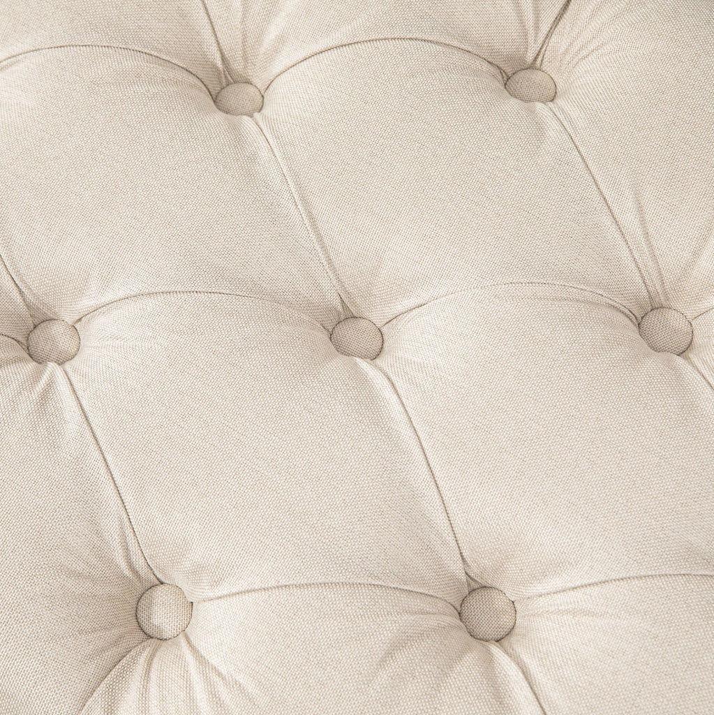 Panca imbottita 120x41x48 cm con rivestimento in poliestere color bianco crema