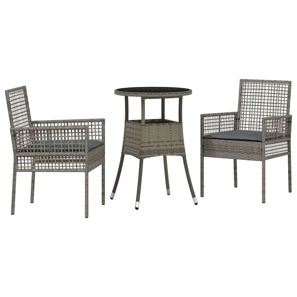 Set da Pranzo per Giardino 3 pcs Grigio polyrattan 3334945