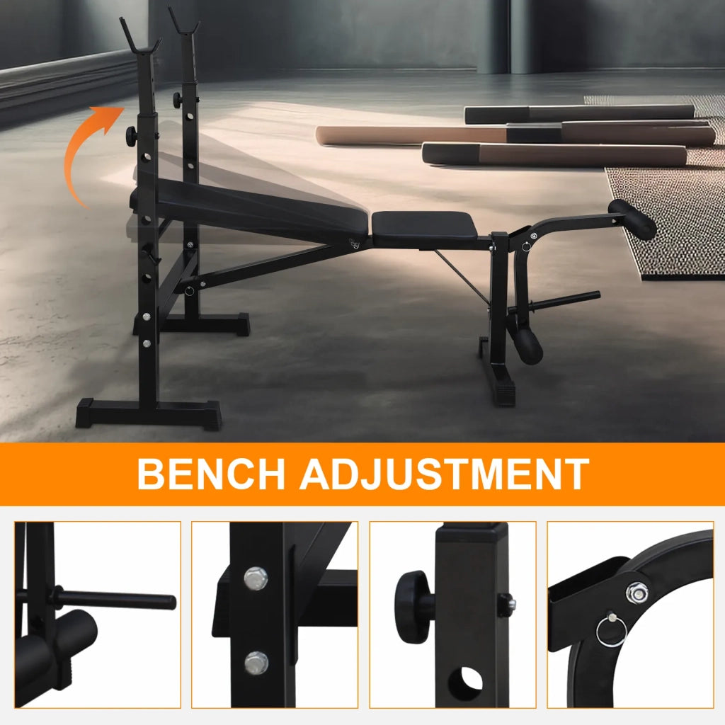 Panca Pesi Olimpica con Rack per Squat e Panca, Set per Home Gym Allenamento Completo del Corpo