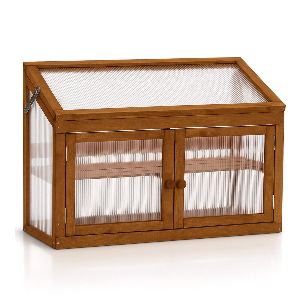 Kinto - Mini Serra 90x70x37 cm per Interno ed Esterno Porta Piante in Legno di Abete e Policarbonato