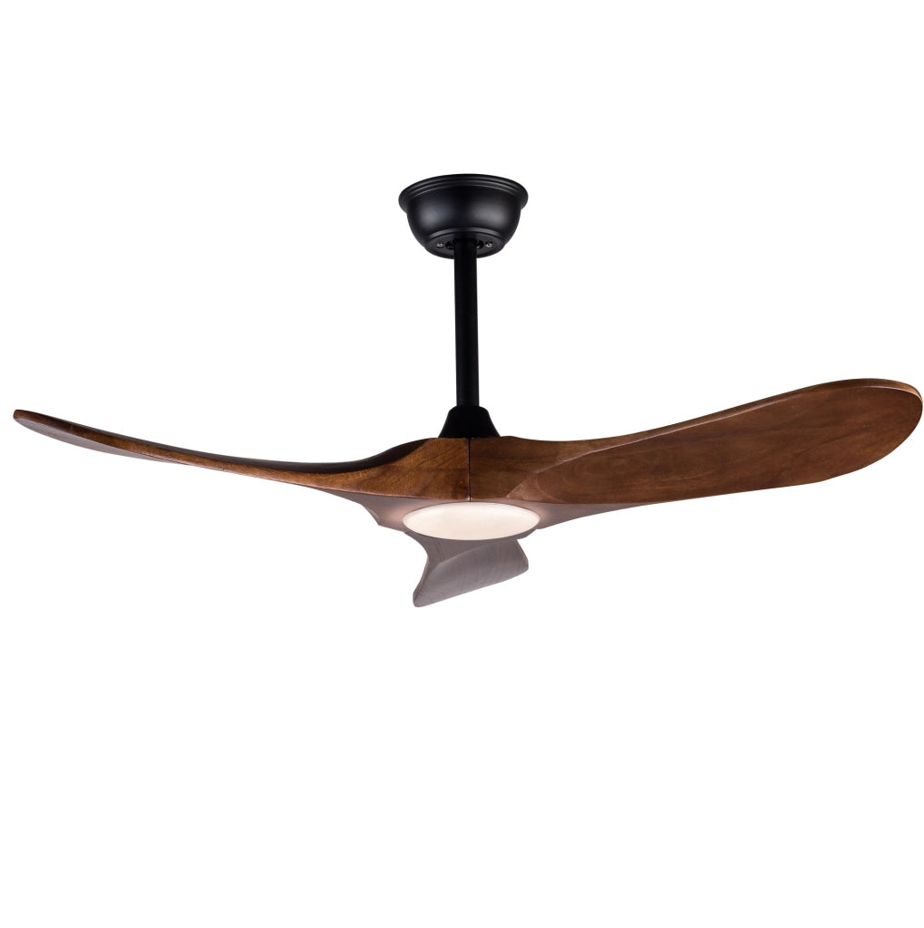 Ventilatore da soffitto in legno massello da 42 pollici con illuminazione LED dimmerabile e telecomando, 3 pale, 6 velocità, per soggiorno e camera da letto
