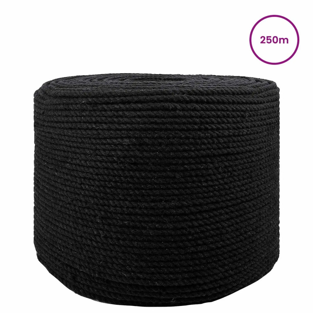 Corda di Cotone 6 mm 250 m Nero 100% Cotone 42011802