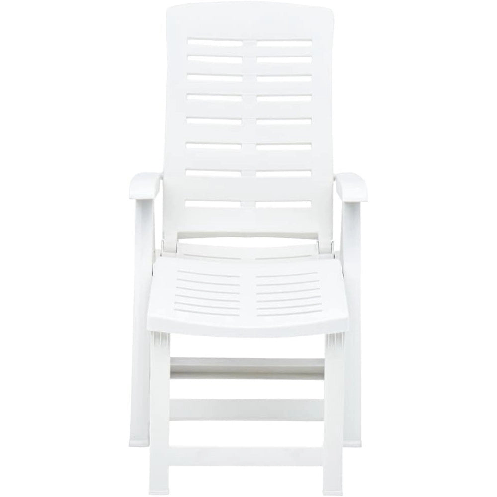 Trade Shop - Poltrona Lettino Prendisole Pieghevole Con Poggiapiedi Bianco 60x108x109 Cm 015933 -