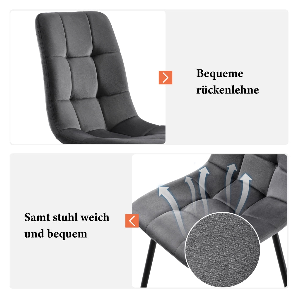 SEDIA da pranzo imbottita 44x41x86 cm grigio Set da 4 pezzi