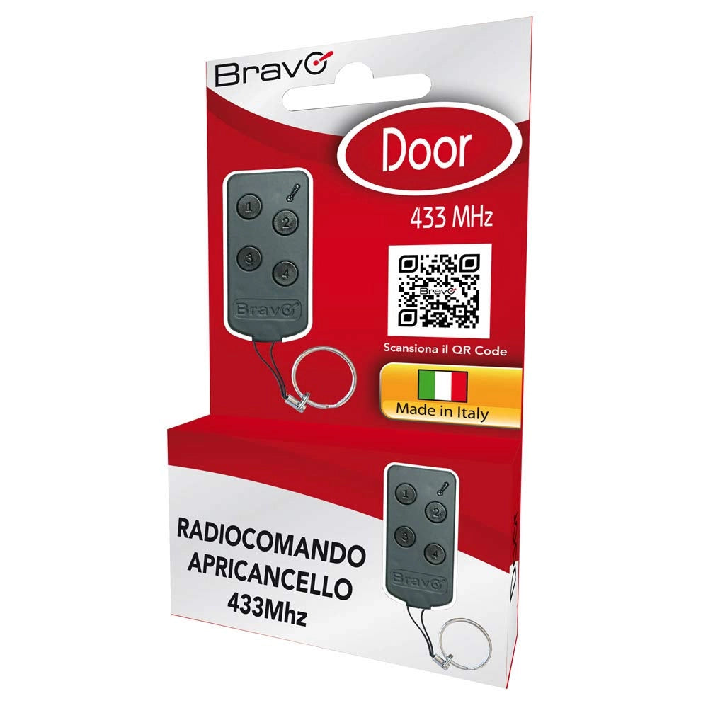 Radiocomando Apricancello Door Bravo Mhz 433 Banchi 4 con CR2032 2 Pezzi