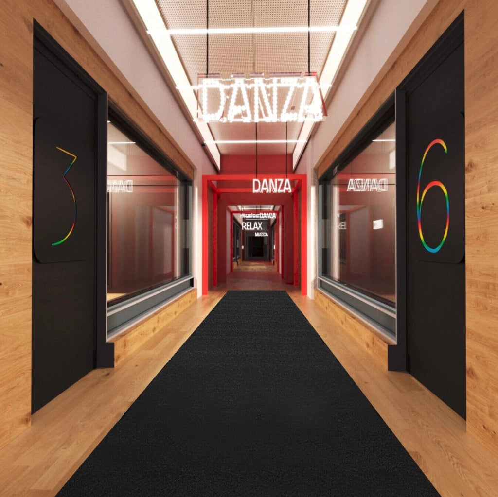 Passatoia Moquette Nera 100x500 Cm Antiscivolo Cerimonia Evento Fiera Corridoio Negozio Marciapiede